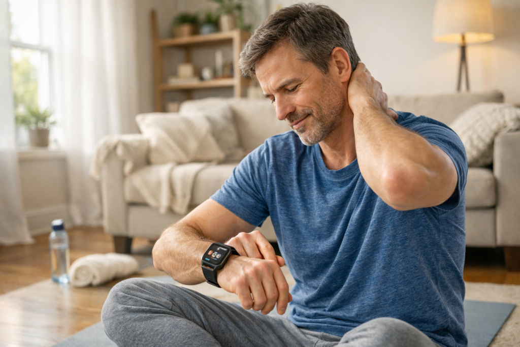Morning stretch and wellness check